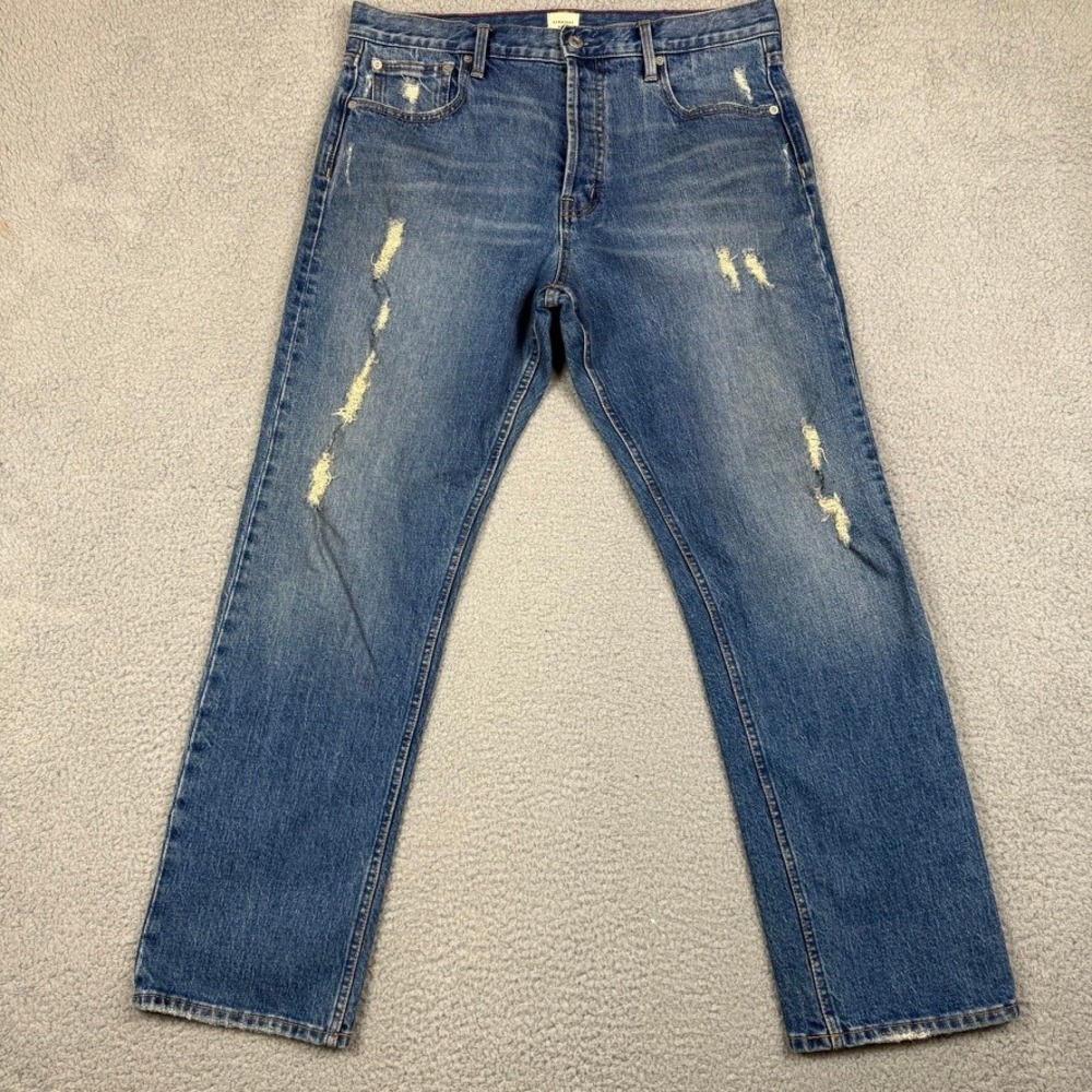 GAP Cone‎ Denim Straight Fit Distressed Jeans Mens Size 31x30 Medium Wash